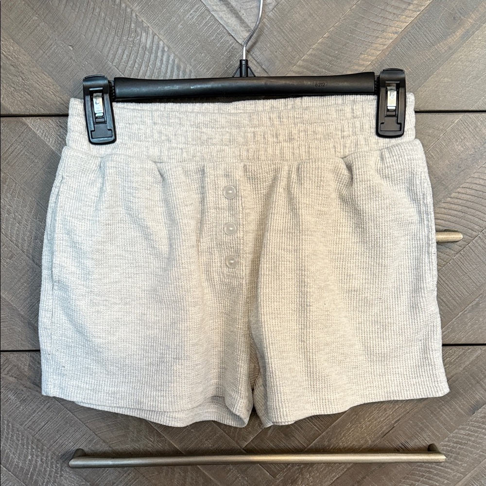 High Waist Women's Knit Shorts in Light Gray